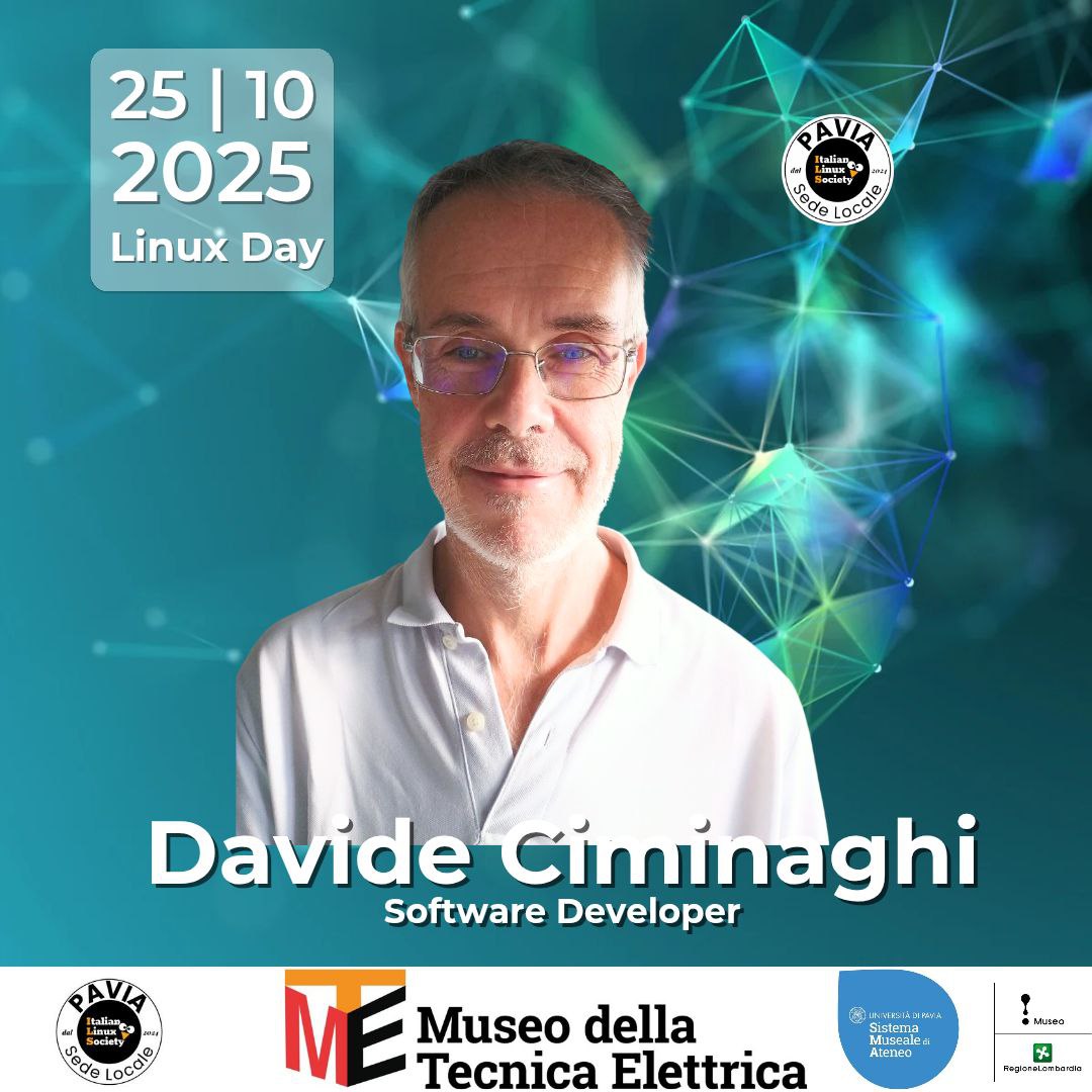 Davide Ciminaghi relatore al Linux Day 2025 di Pavia