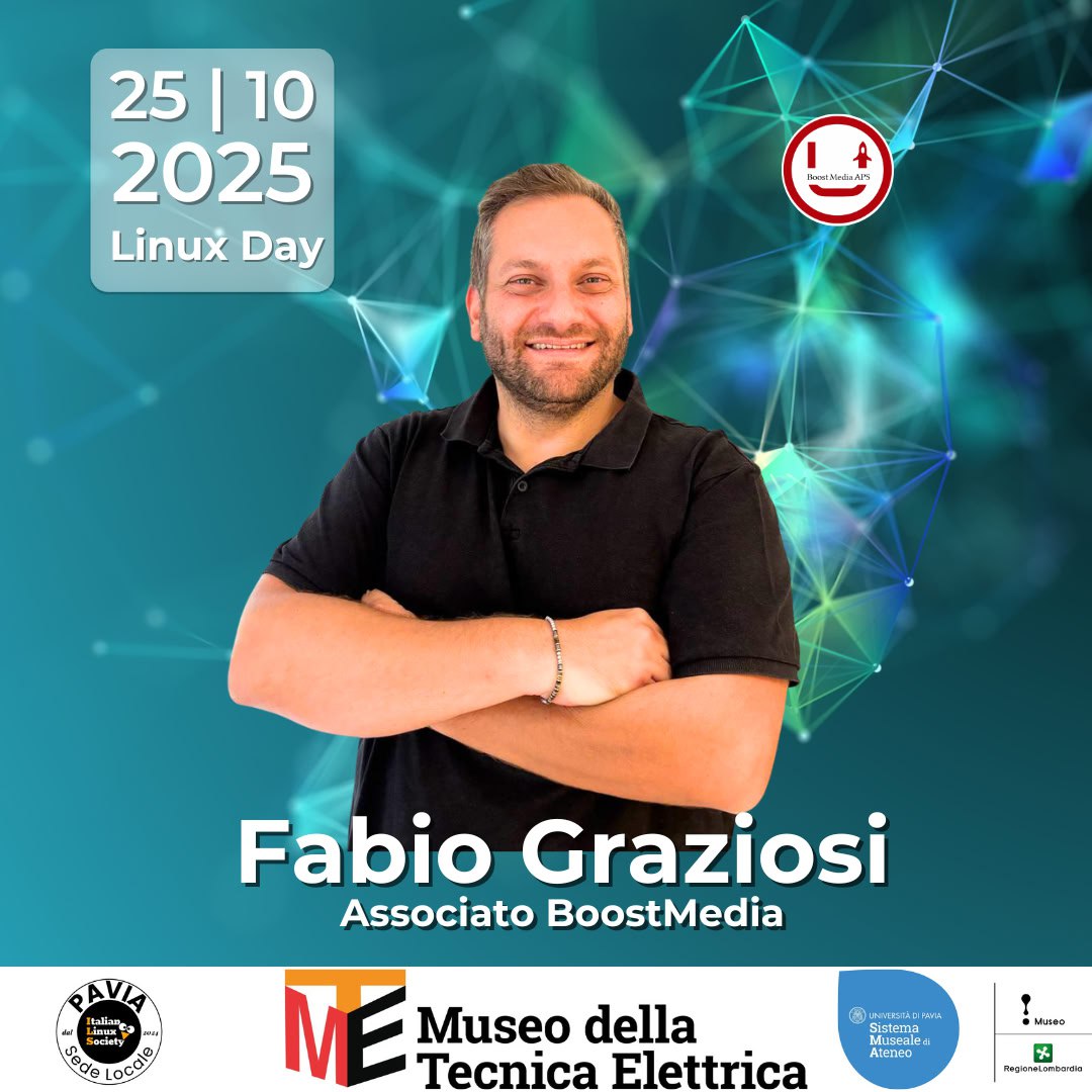 Fabio Graziosi relatore al Linux Day 2025 di Pavia